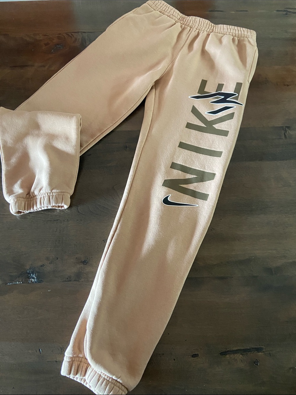 Nike Kids Tan Joggers with Bold Side Logo